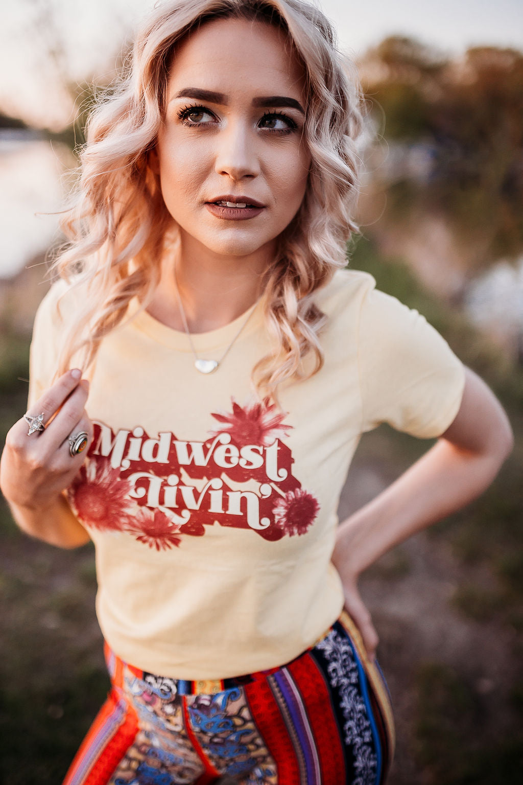 Midwest Livin Tee: Retro Floral Womens Shirt