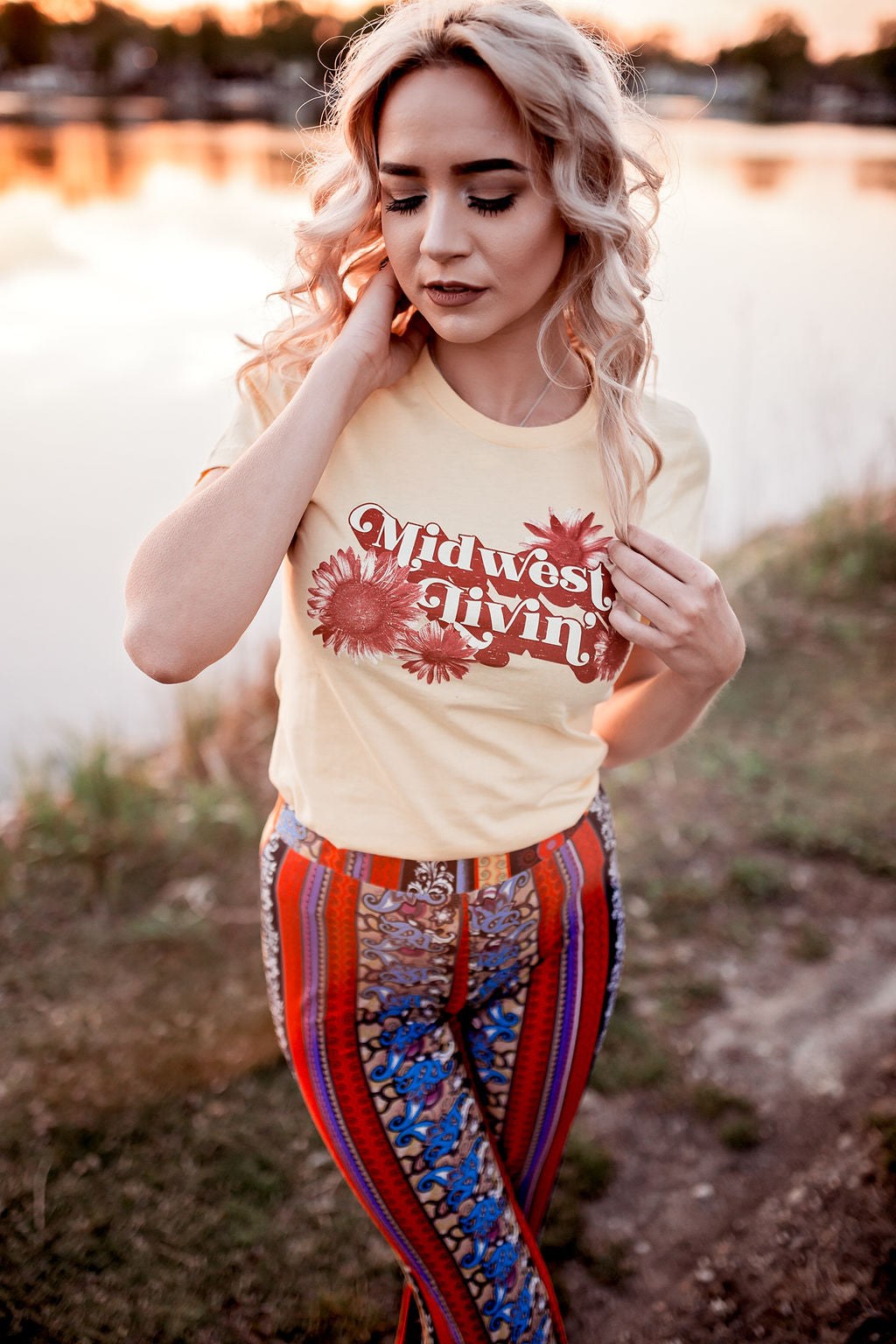 Midwest Livin Tee: Retro Floral Womens Shirt