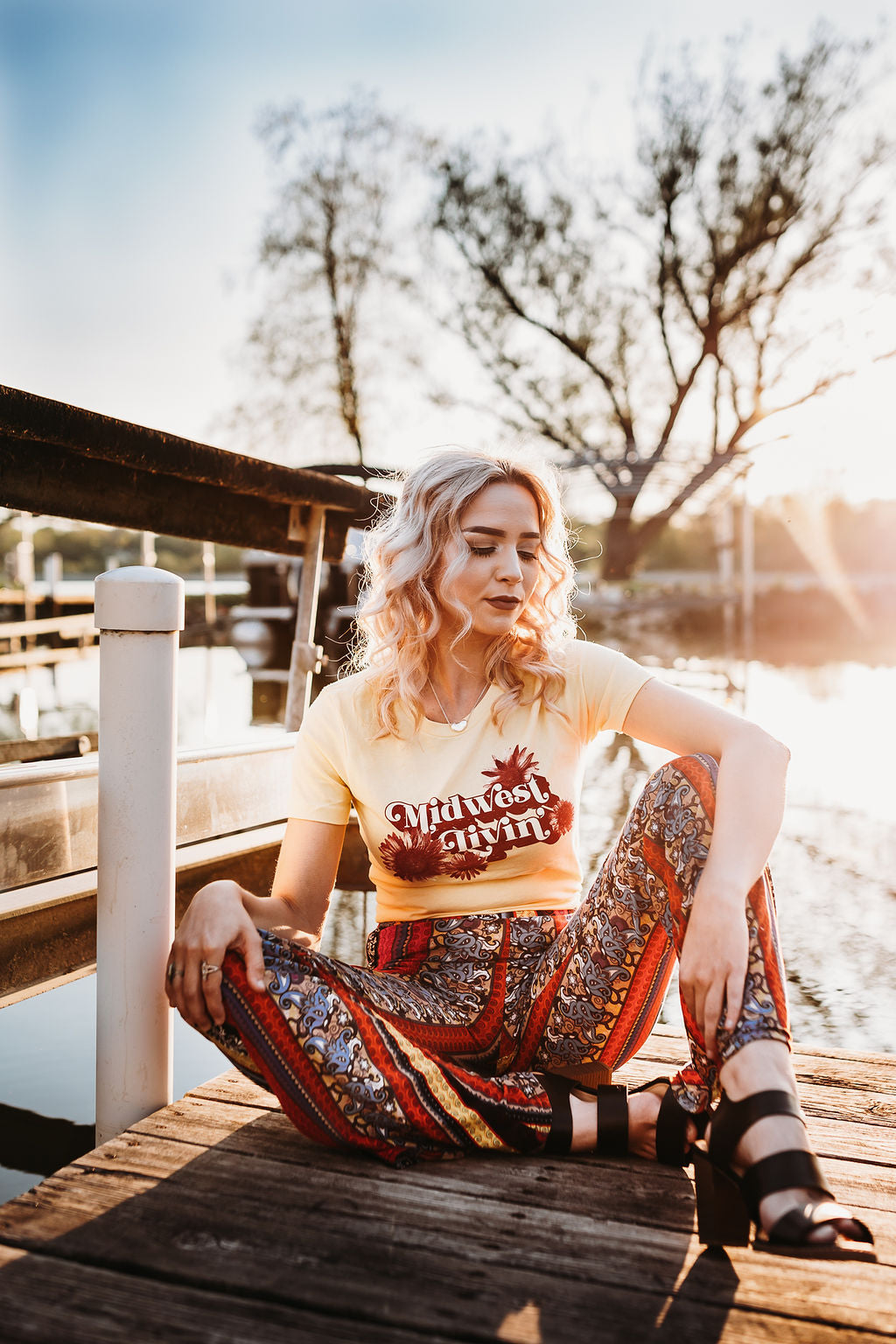 Midwest Livin Tee: Retro Floral Womens Shirt