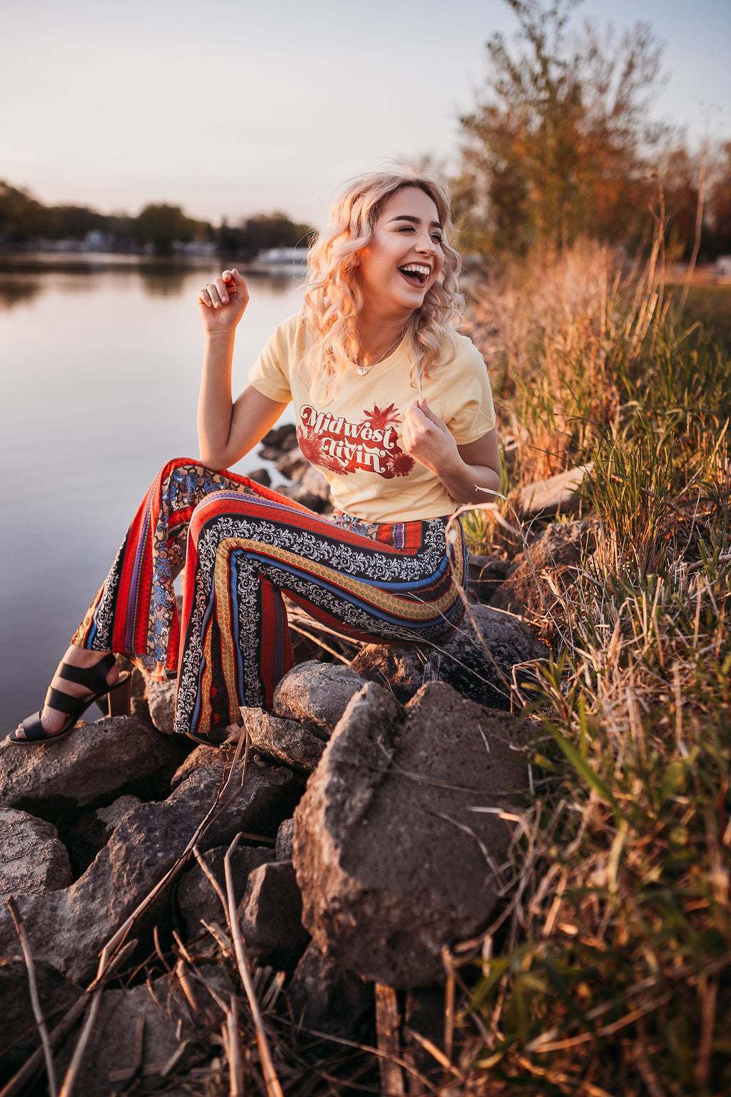 Midwest Livin Tee: Retro Floral Womens Shirt
