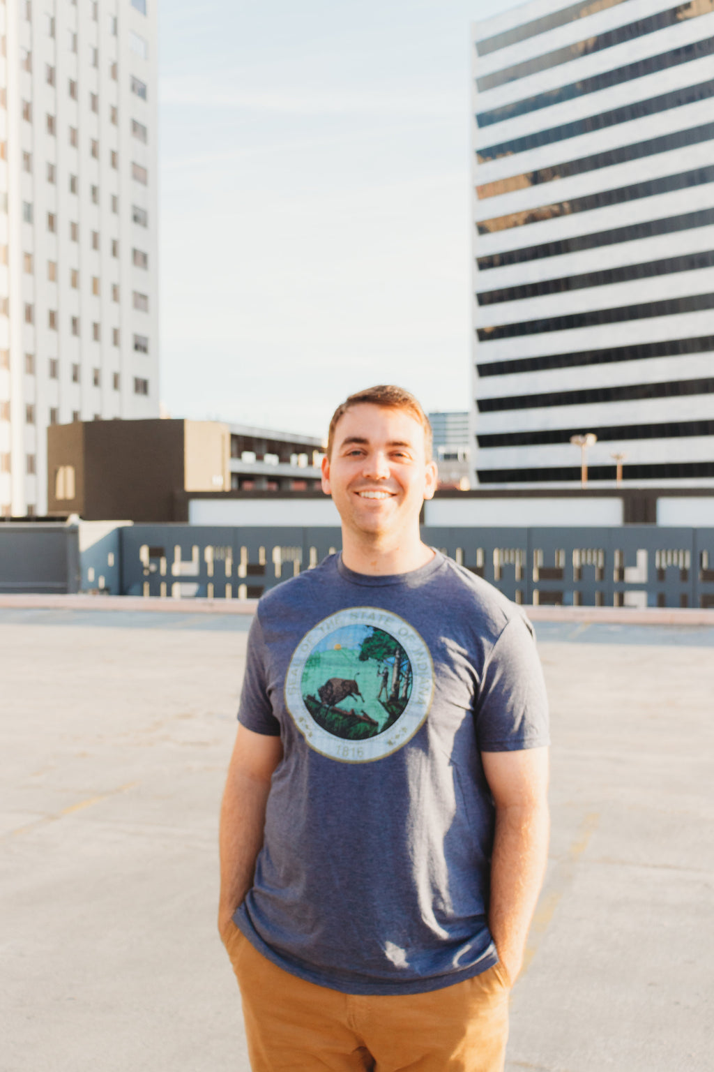 Indiana State Seal Tee: Vintage Navy Hoosier Shirt