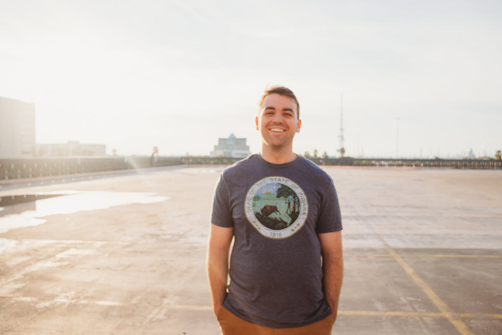 Indiana State Seal Tee: Vintage Navy Hoosier Shirt