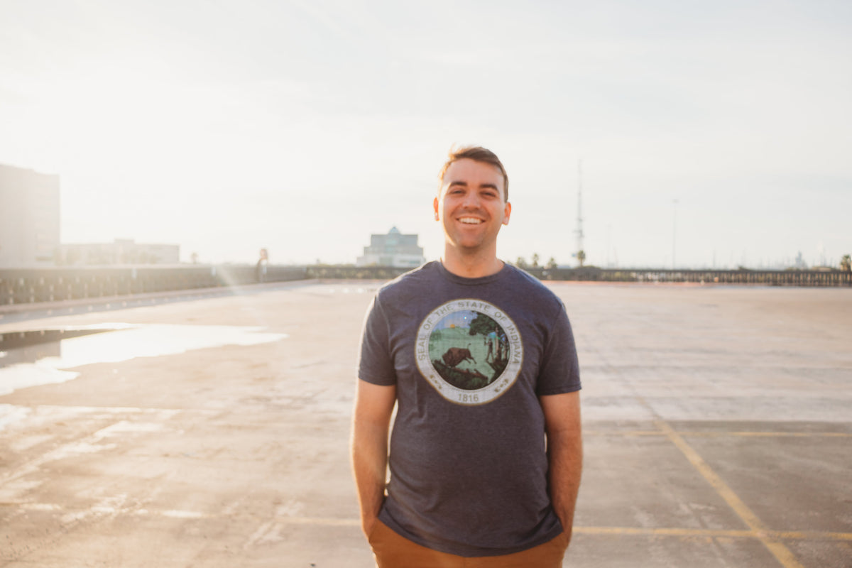 Indiana State Seal Tee: Vintage Navy Hoosier Shirt