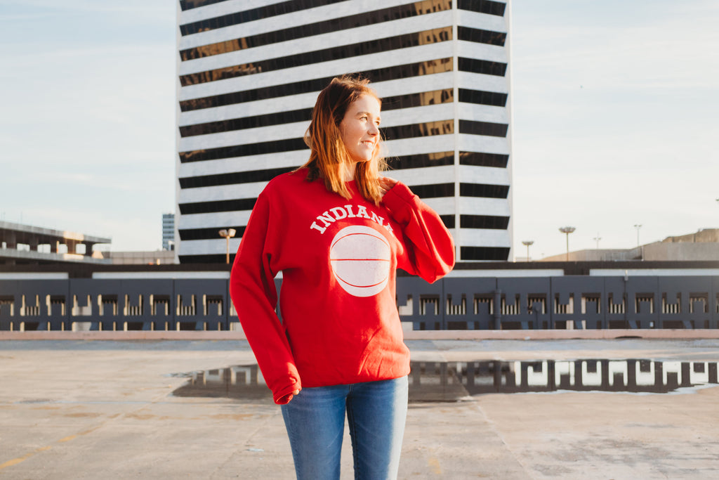 Indiana Basketball Sweatshirt: Red Hoosier Crewneck