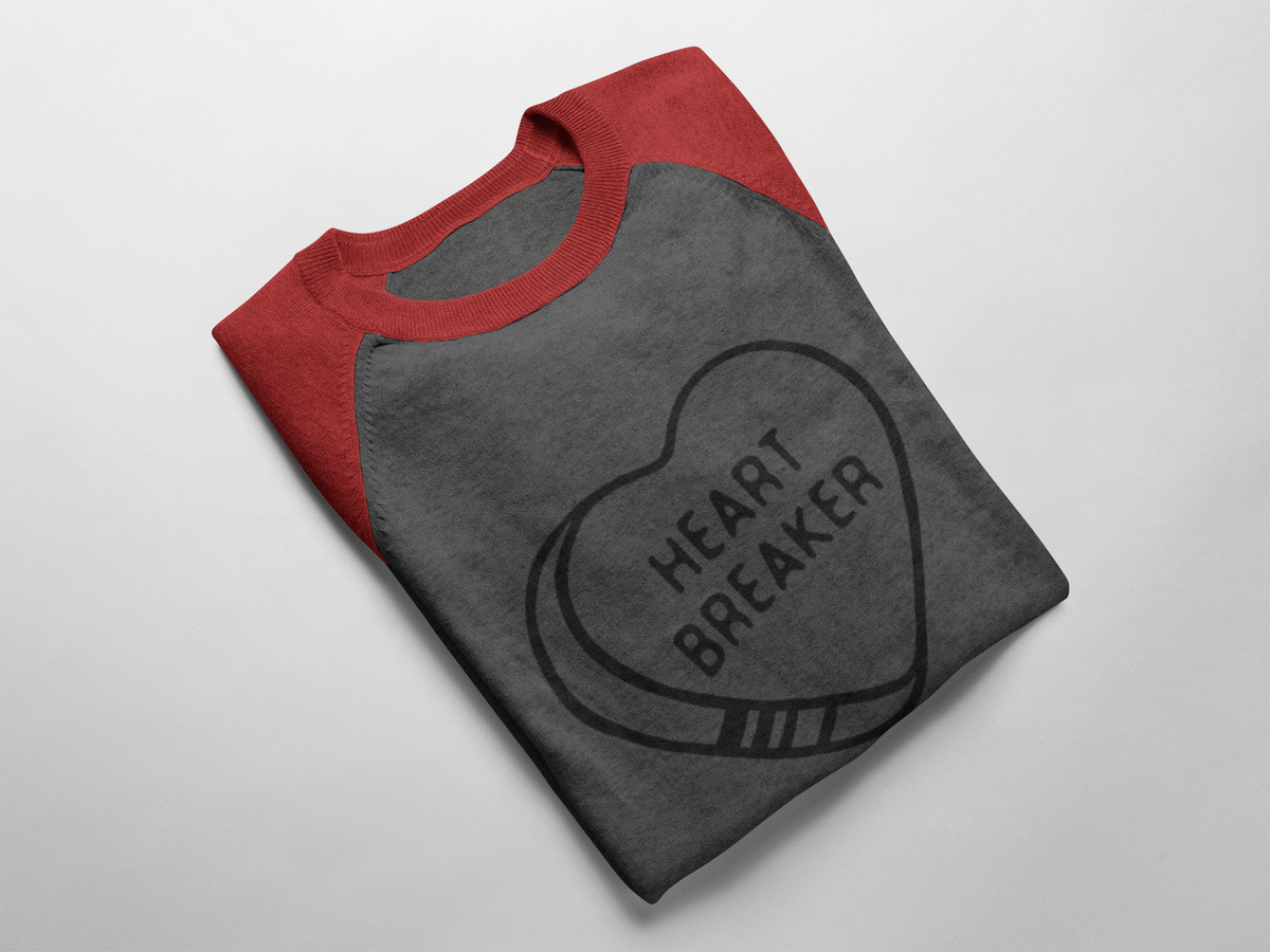 Heartbreaker Raglan Tee: Funny Valentines Mens or Womens Shirt
