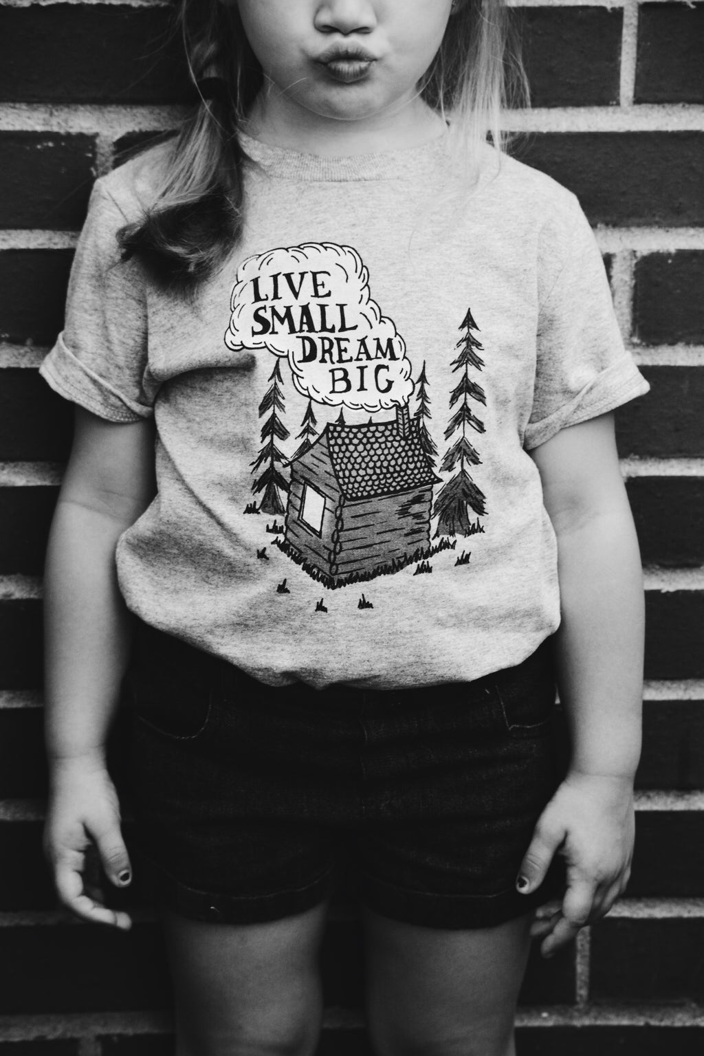 Live Small Dream Big Kids Tee: Cabin Graphic Shirt