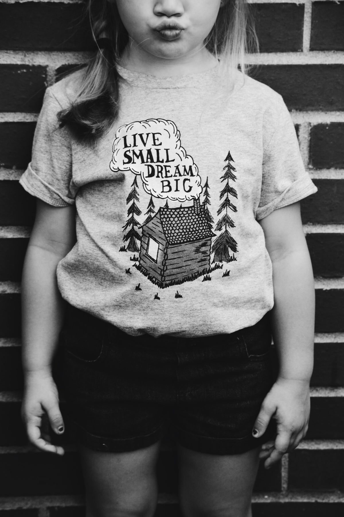 Live Small Dream Big Kids Tee: Cabin Graphic Shirt
