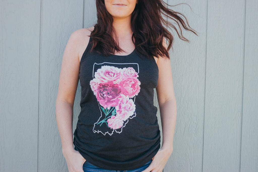 Indiana Peonies Tank: Floral Racerback Shirt