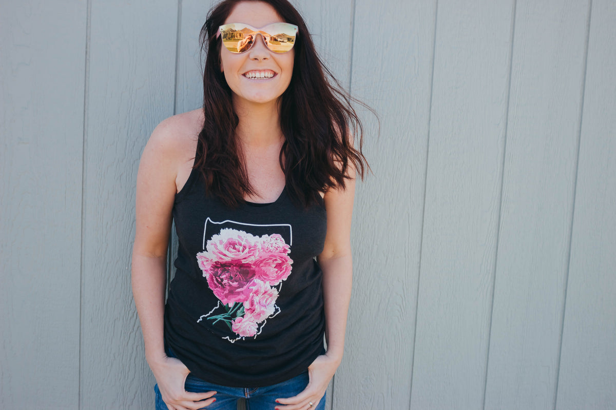 Indiana Peonies Tank: Floral Racerback Shirt
