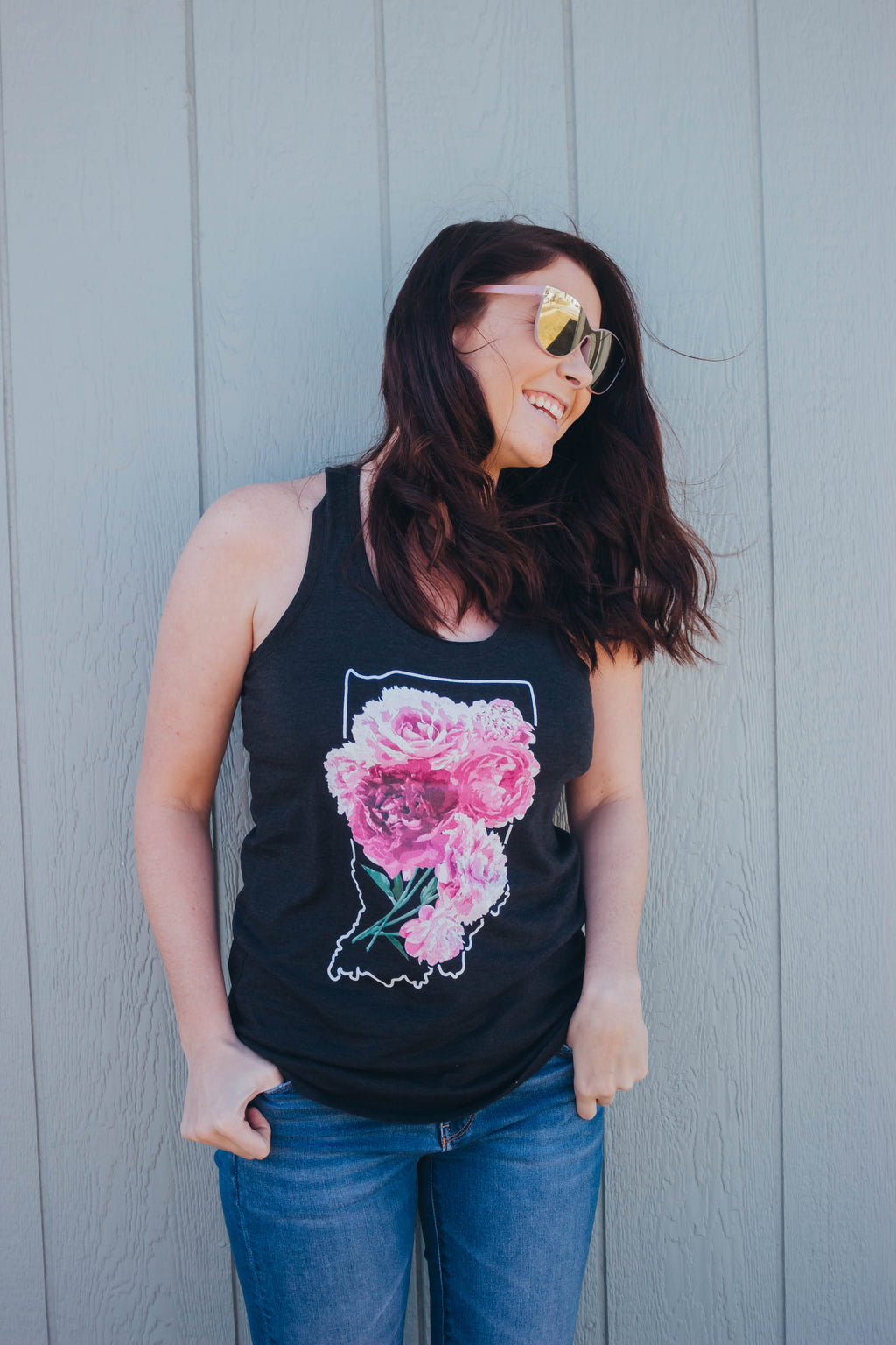 Indiana Peonies Tank: Floral Racerback Shirt