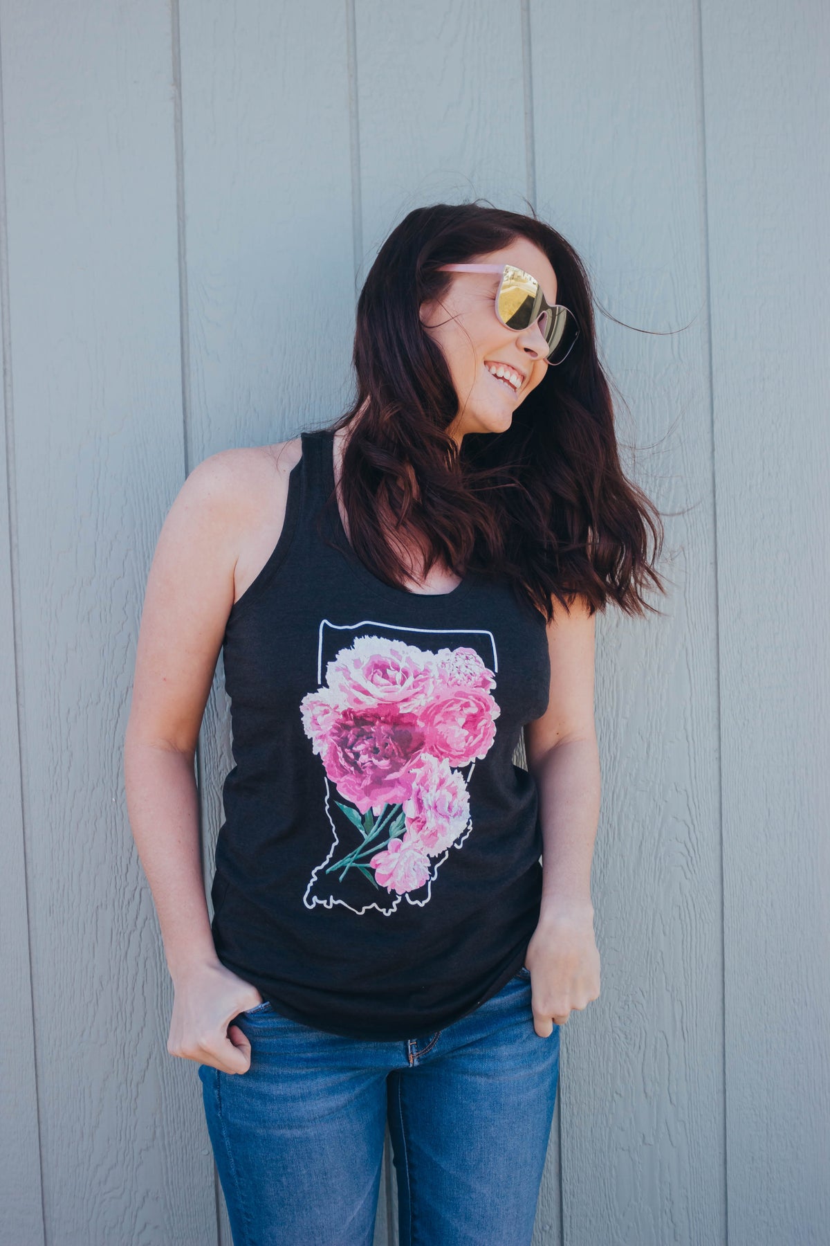 Indiana Peonies Tank: Floral Racerback Shirt