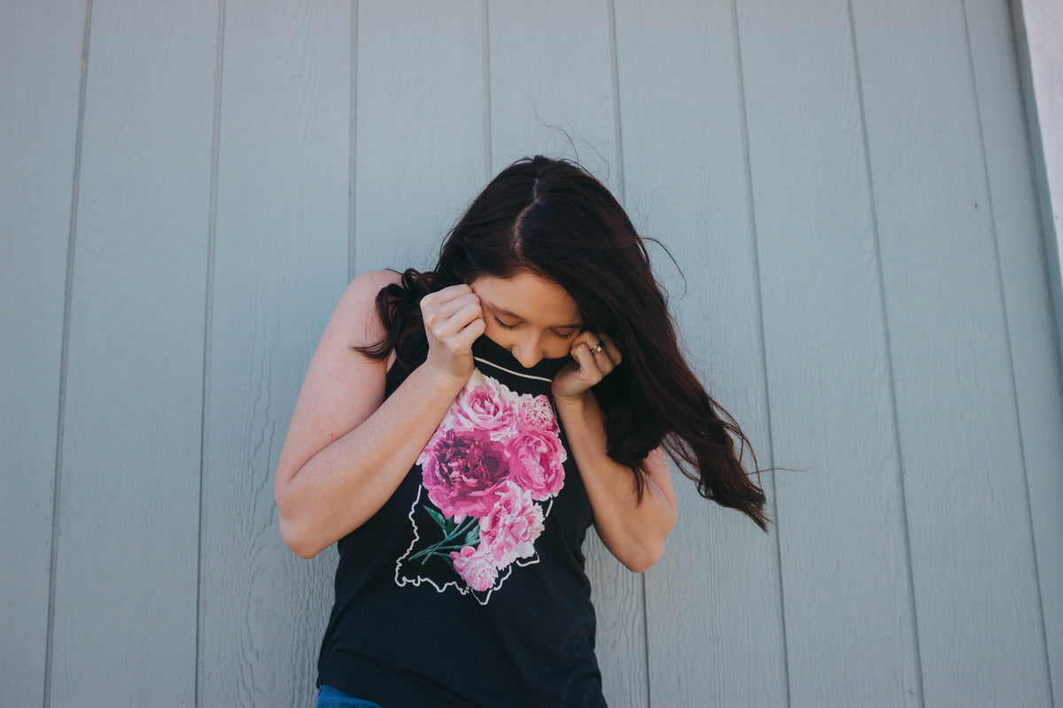 Indiana Peonies Tank: Floral Racerback Shirt