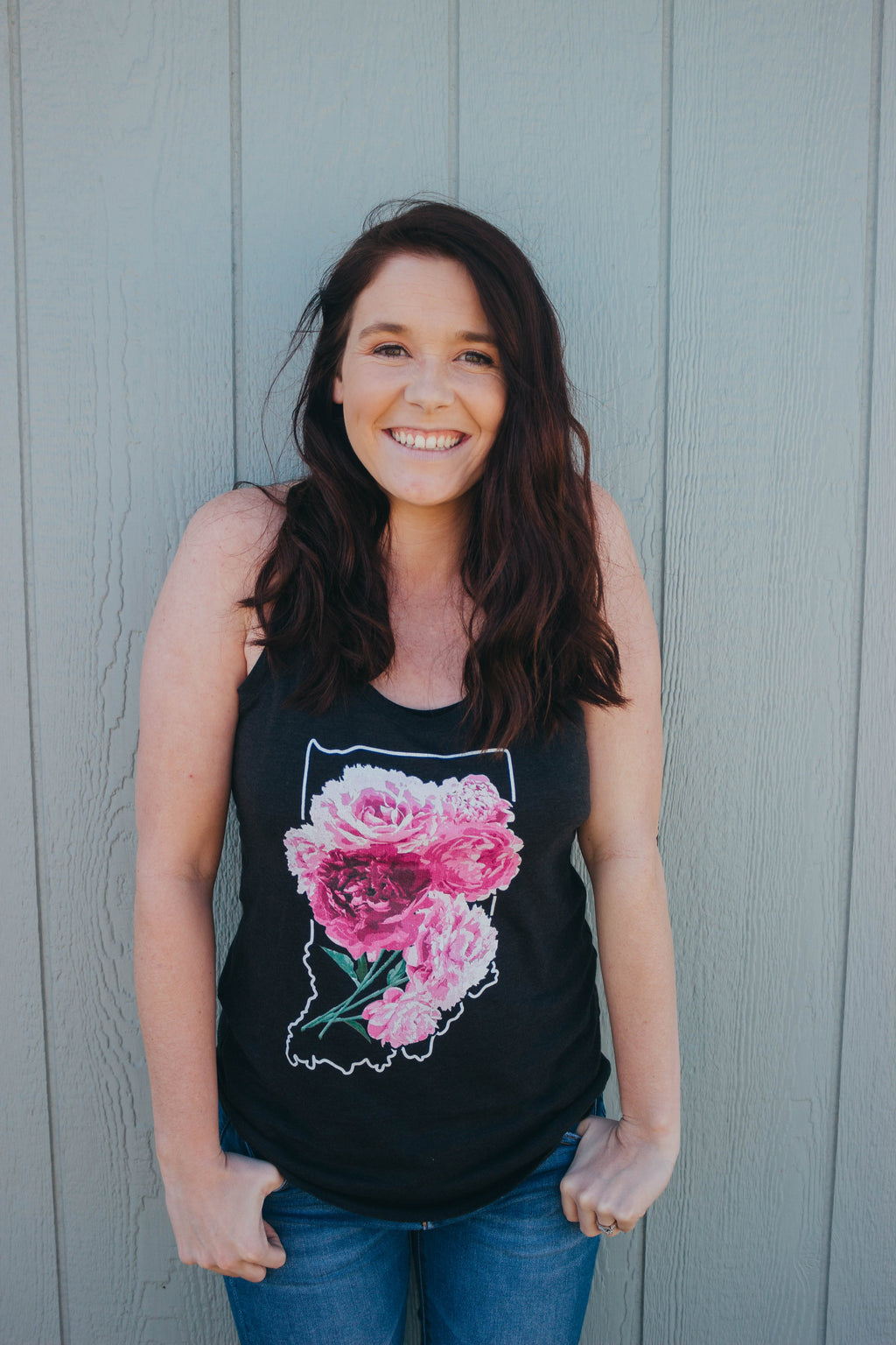 Indiana Peonies Tank: Floral Racerback Shirt