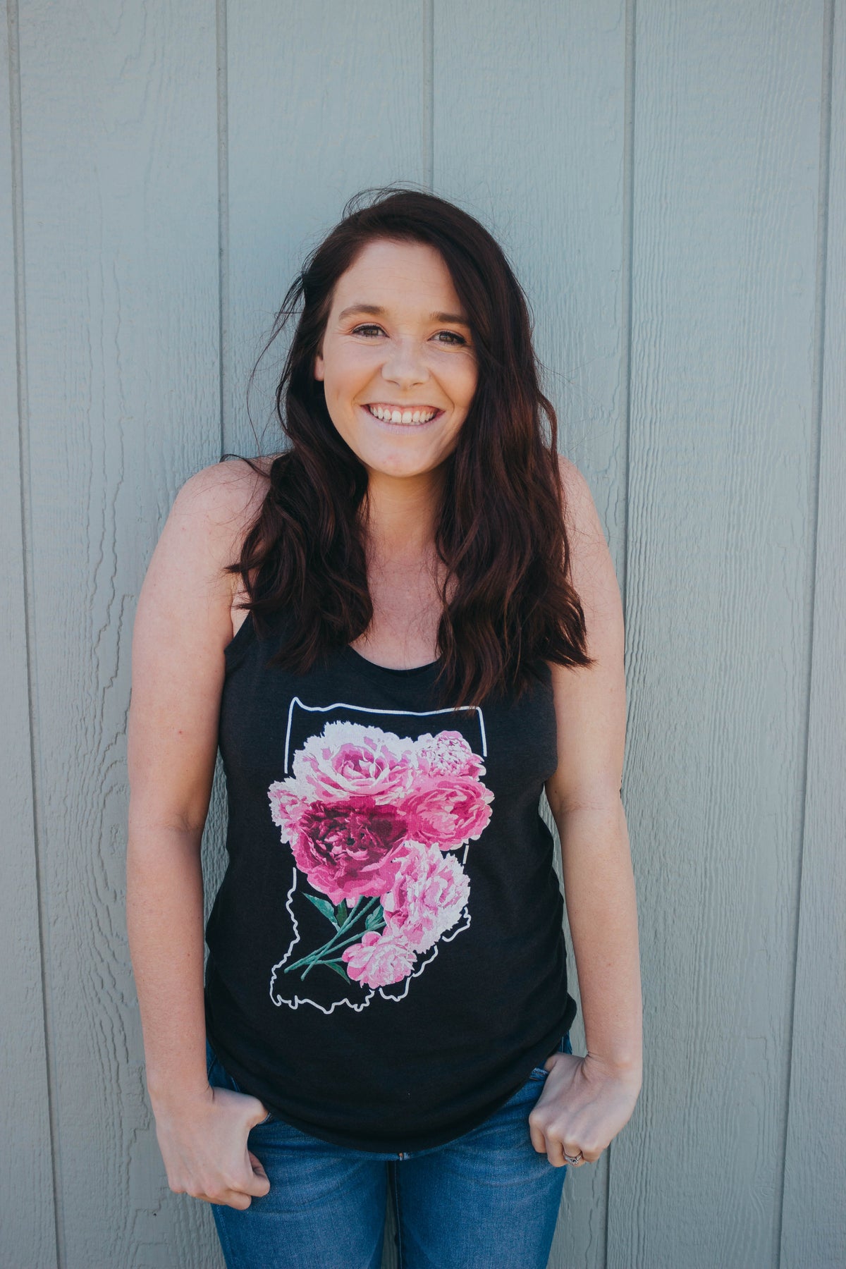 Indiana Peonies Tank: Floral Racerback Shirt