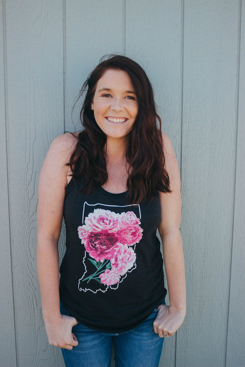 Indiana Peonies Tank: Floral Racerback Shirt