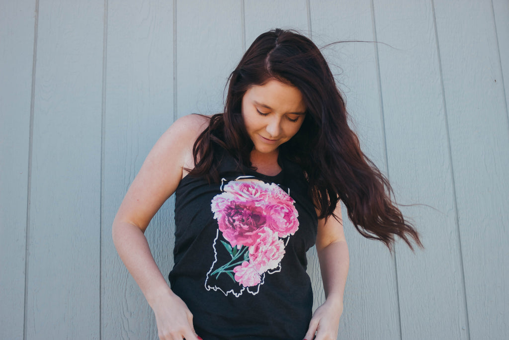 Indiana Peonies Tank: Floral Racerback Shirt