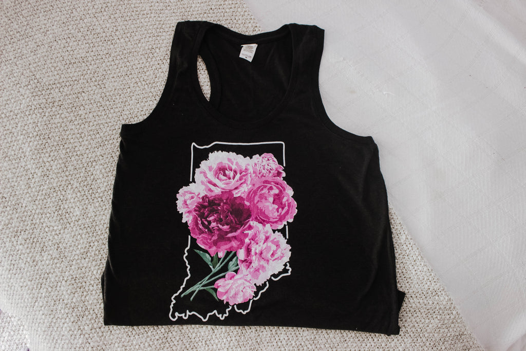 Indiana Peonies Tank: Floral Racerback Shirt