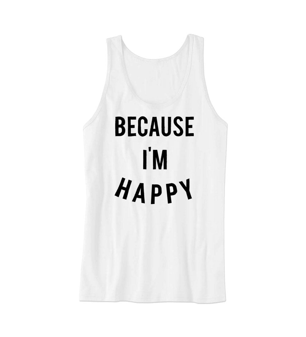 "Happy" White Unisex Tank