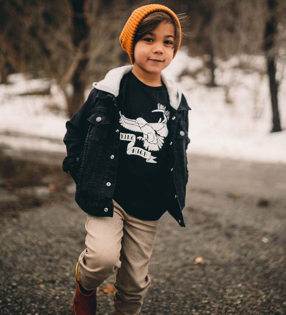 "Flying High" Black Kids Tee