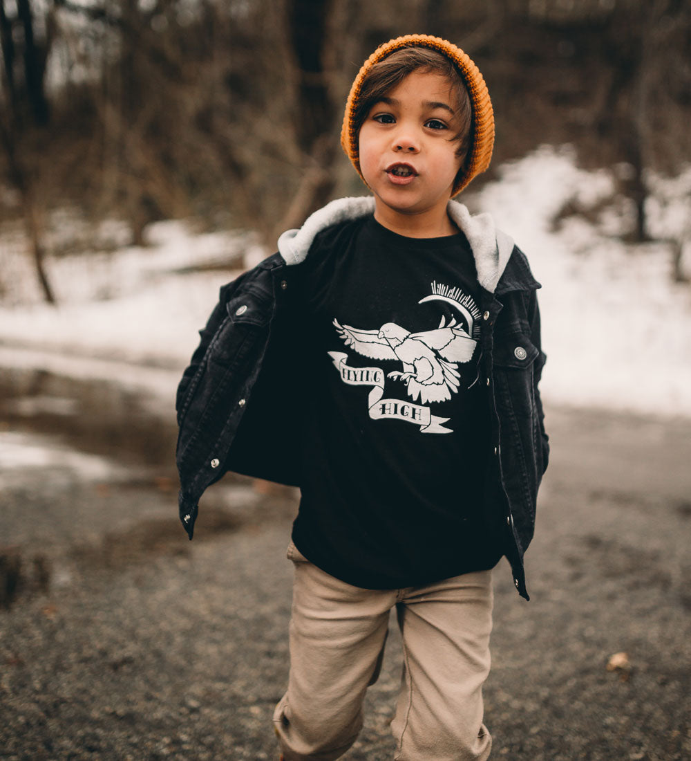 "Flying High" Black Kids Tee