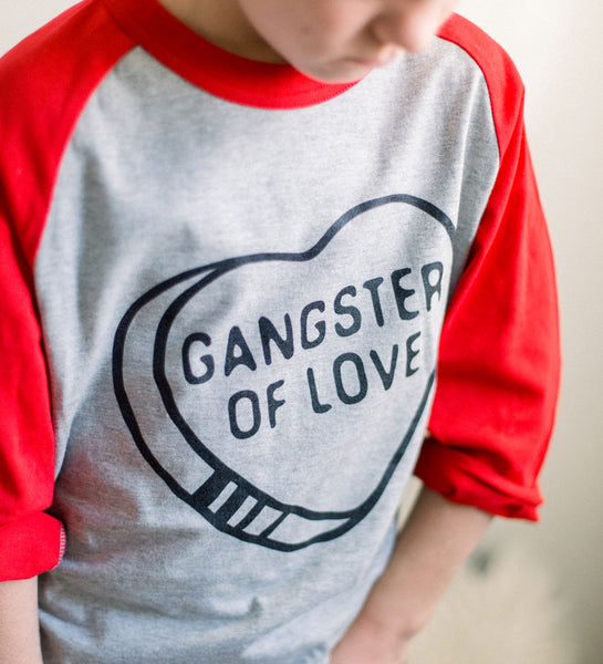 "Gangster of Love" Red & Gray Kids Raglan Tee