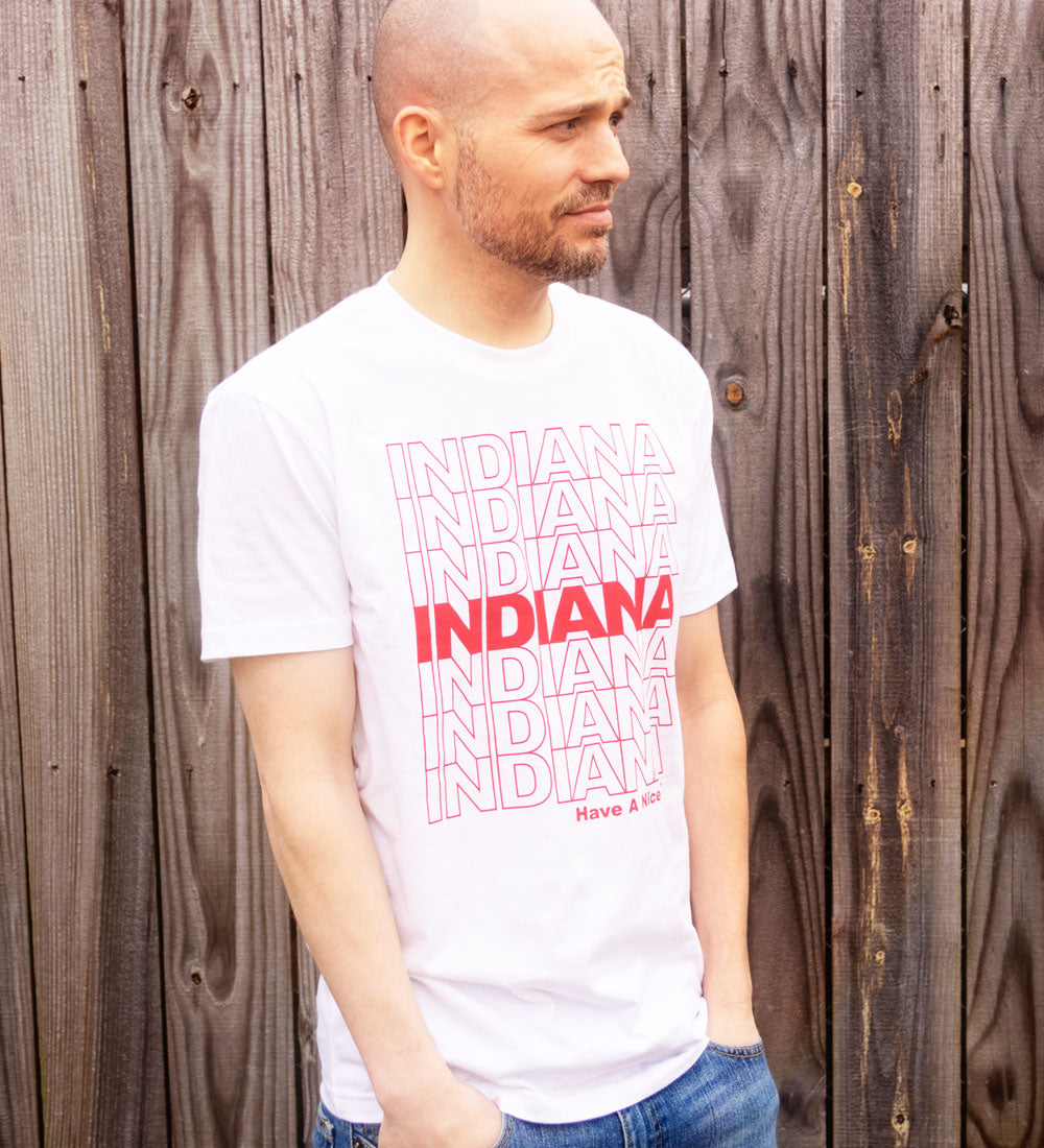 Indiana Have a Nice Day Tee: Retro Shopping Bag Style Shirt