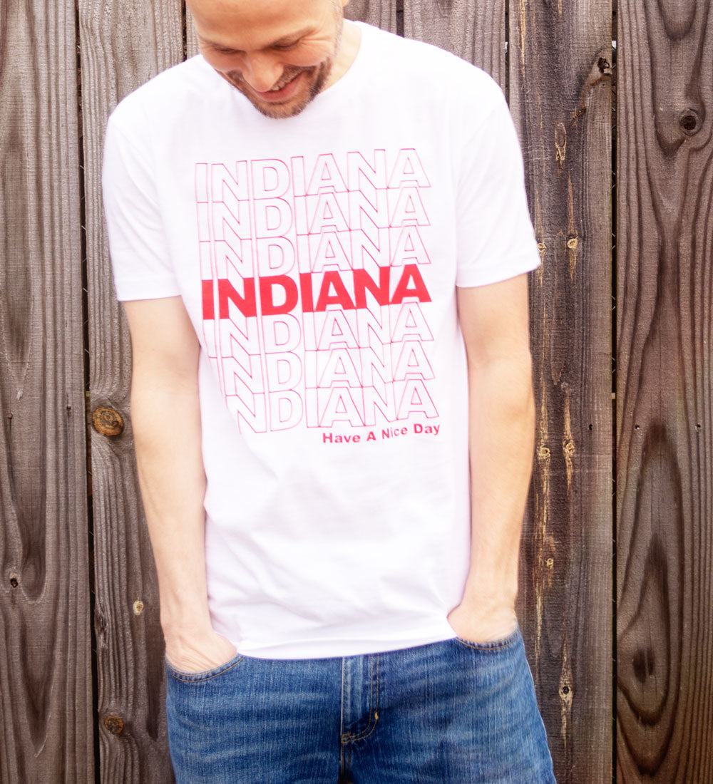 Indiana Have a Nice Day Tee: Retro Shopping Bag Style Shirt