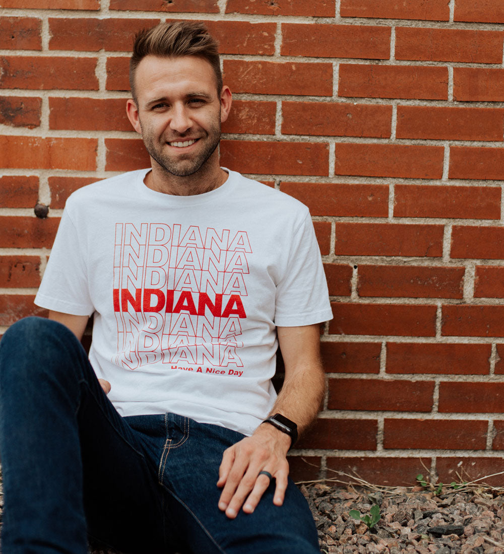 Indiana Have a Nice Day Tee: Retro Shopping Bag Style Shirt