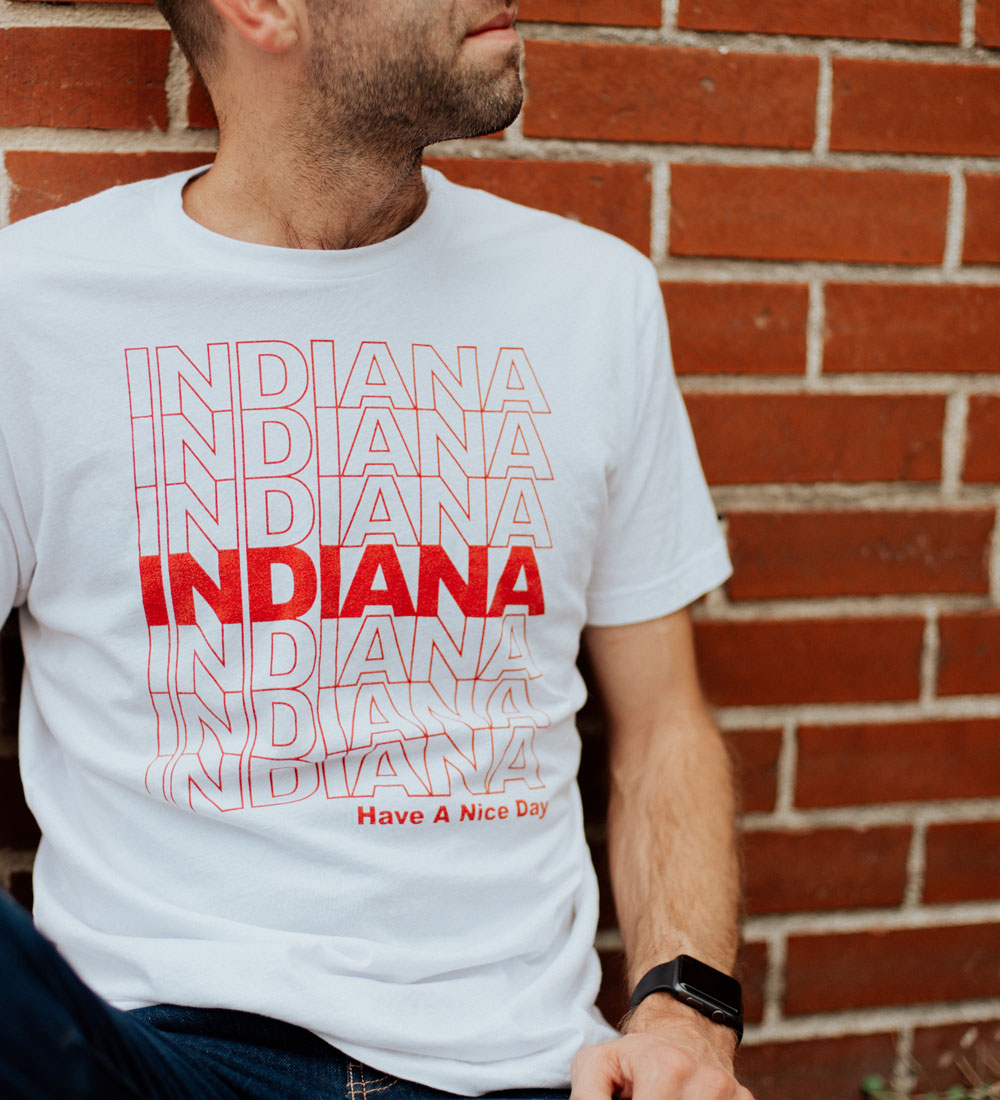 Indiana Have a Nice Day Tee: Retro Shopping Bag Style Shirt