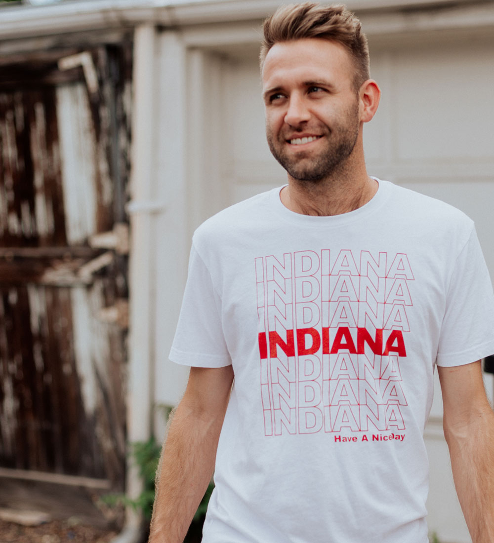 Indiana Have a Nice Day Tee: Retro Shopping Bag Style Shirt
