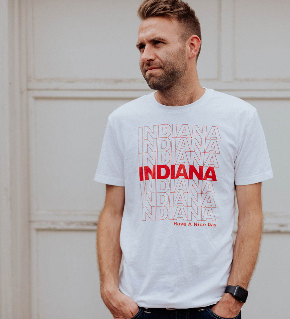 Indiana Have a Nice Day Tee: Retro Shopping Bag Style Shirt