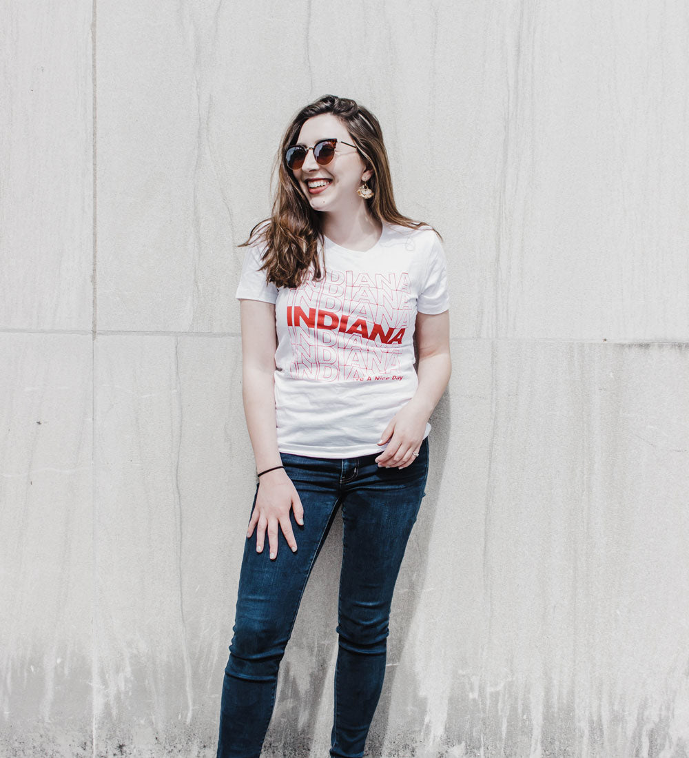 "Have A Nice Day, Indiana" White Womens Tee