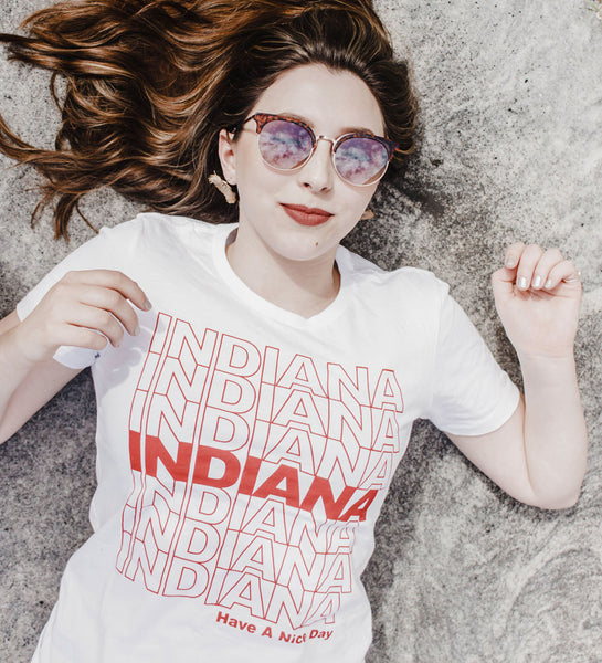 "Have A Nice Day, Indiana" White Womens Tee