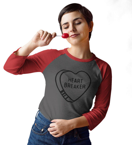 "Heartbreaker" Women's Red & Gray Raglan Tee