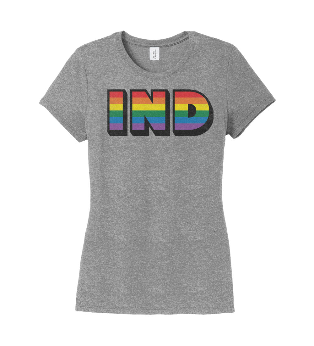 Indiana Rainbow Pride Tee: Retro LGBTQ Womens Shirt