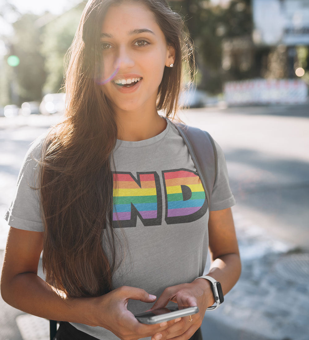 Indiana Rainbow Pride Tee: Retro LGBTQ Womens Shirt