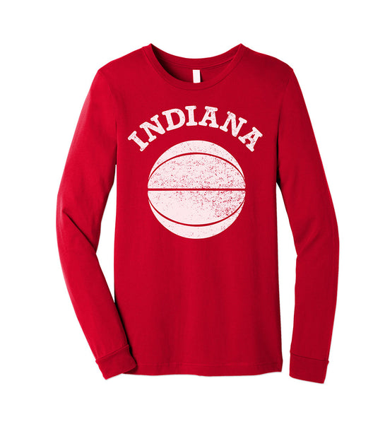 "Indiana Basketball" Red Long Sleeved Tee