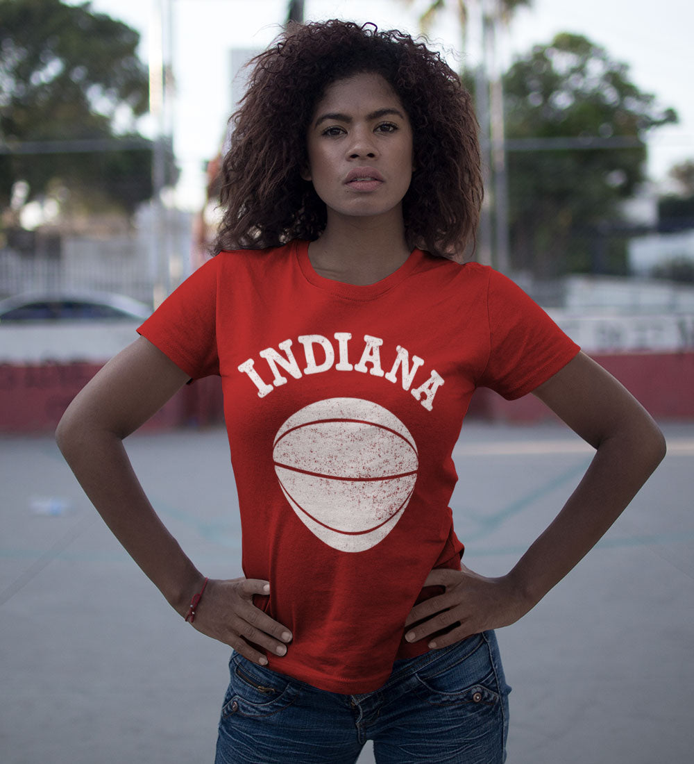 Indiana Basketball Womens Tee: Red and White Hoosier Shirt