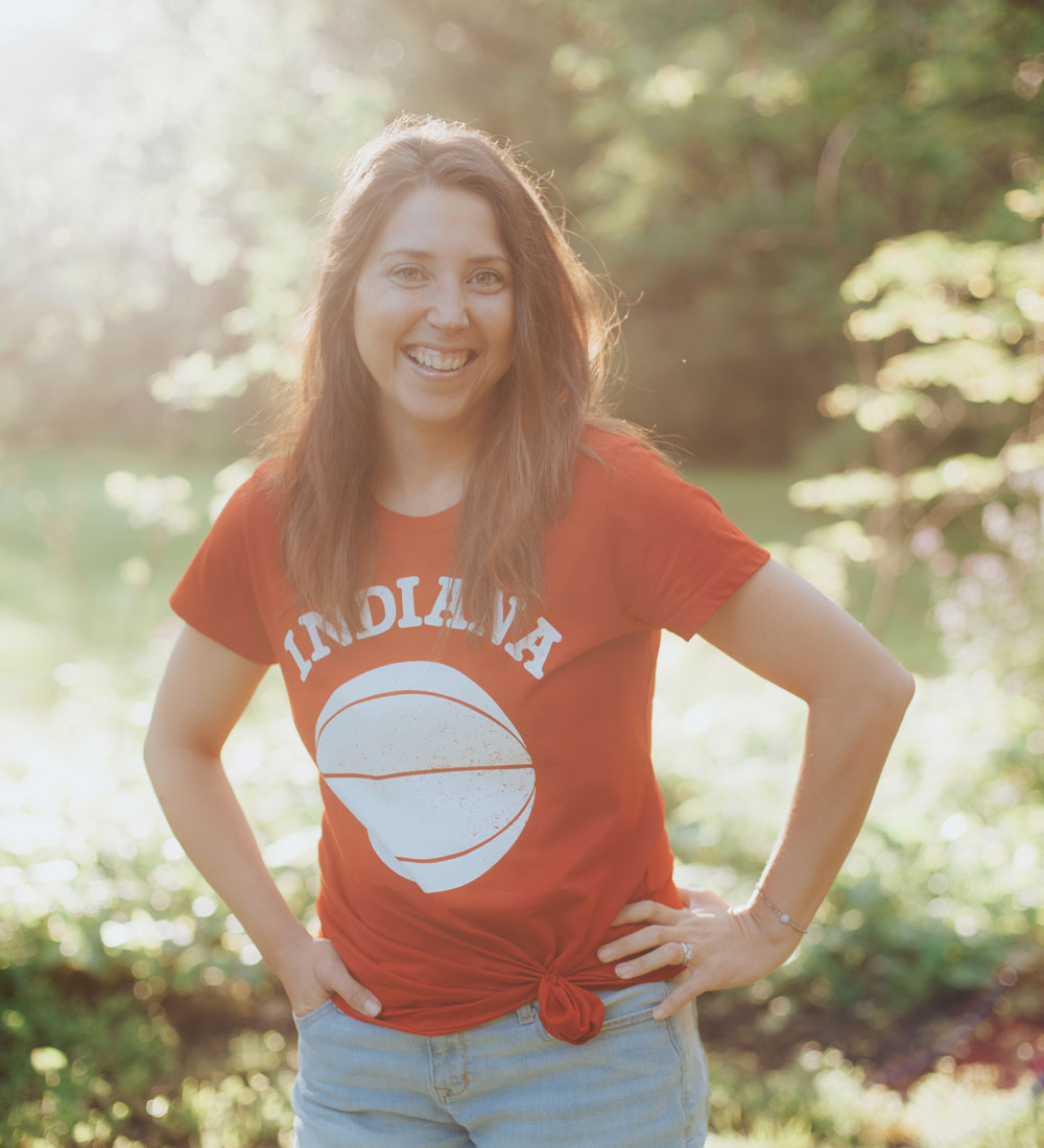 Indiana Basketball Womens Tee: Red and White Hoosier Shirt