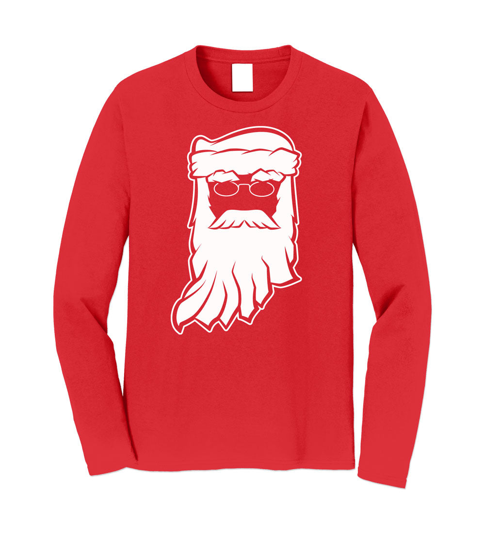 Indiana Santa Long Sleeve Tee: Unisex Red Christmas Shirt