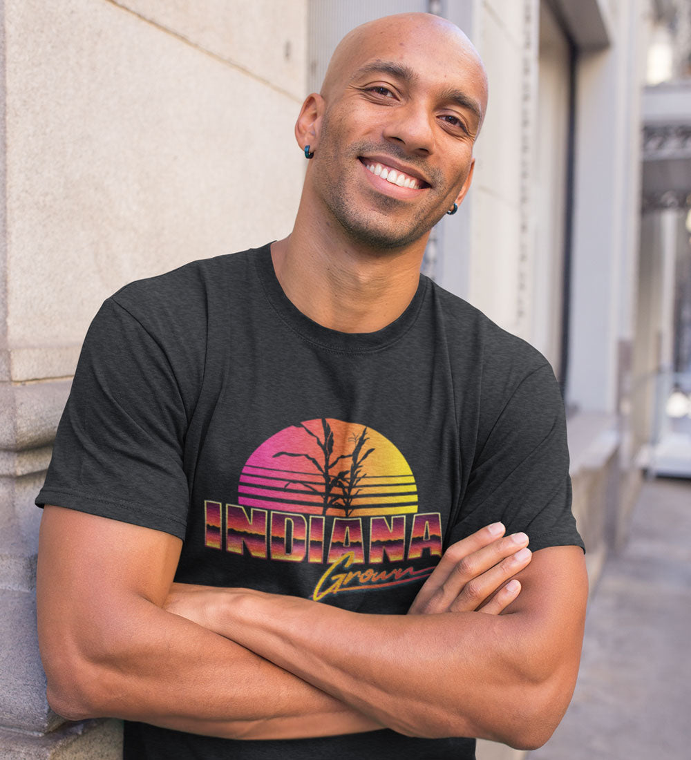 Indiana Grown Tee: Retro 80s Sunset Unisex Shirt