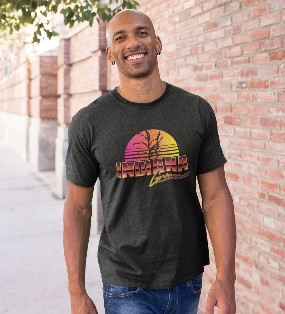 Indiana Grown Tee: Retro 80s Sunset Unisex Shirt