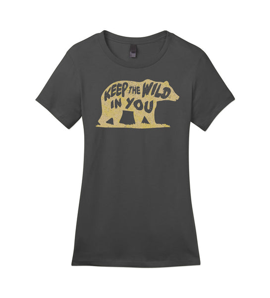 "Keep the Wild in You" Womens Charcoal Gray Tee