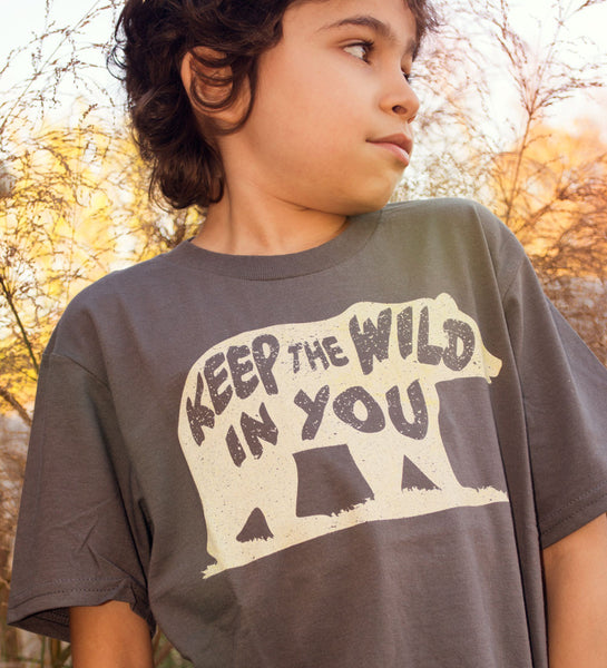 "Keep the Wild in You" Charcoal Gray Kids Tee