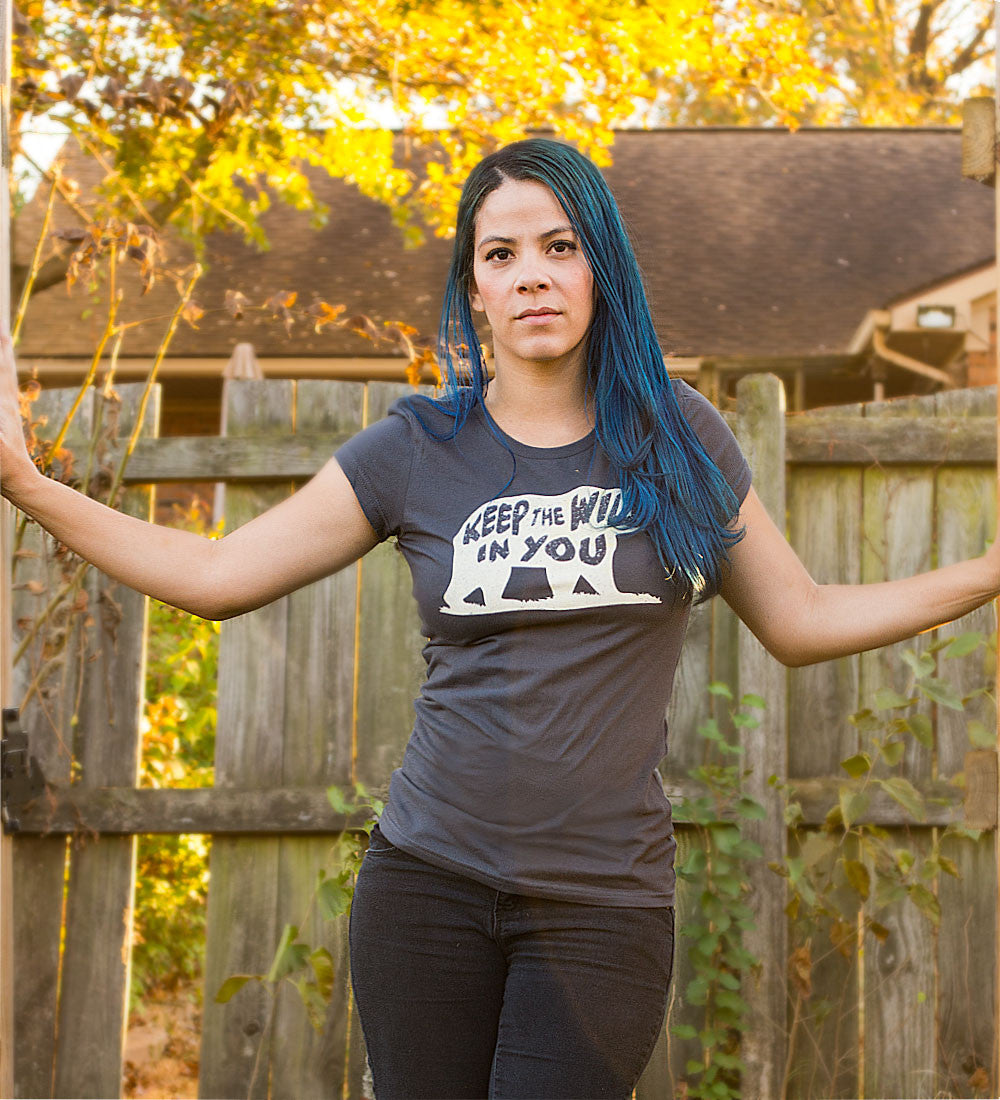 "Keep the Wild in You" Womens Charcoal Gray Tee