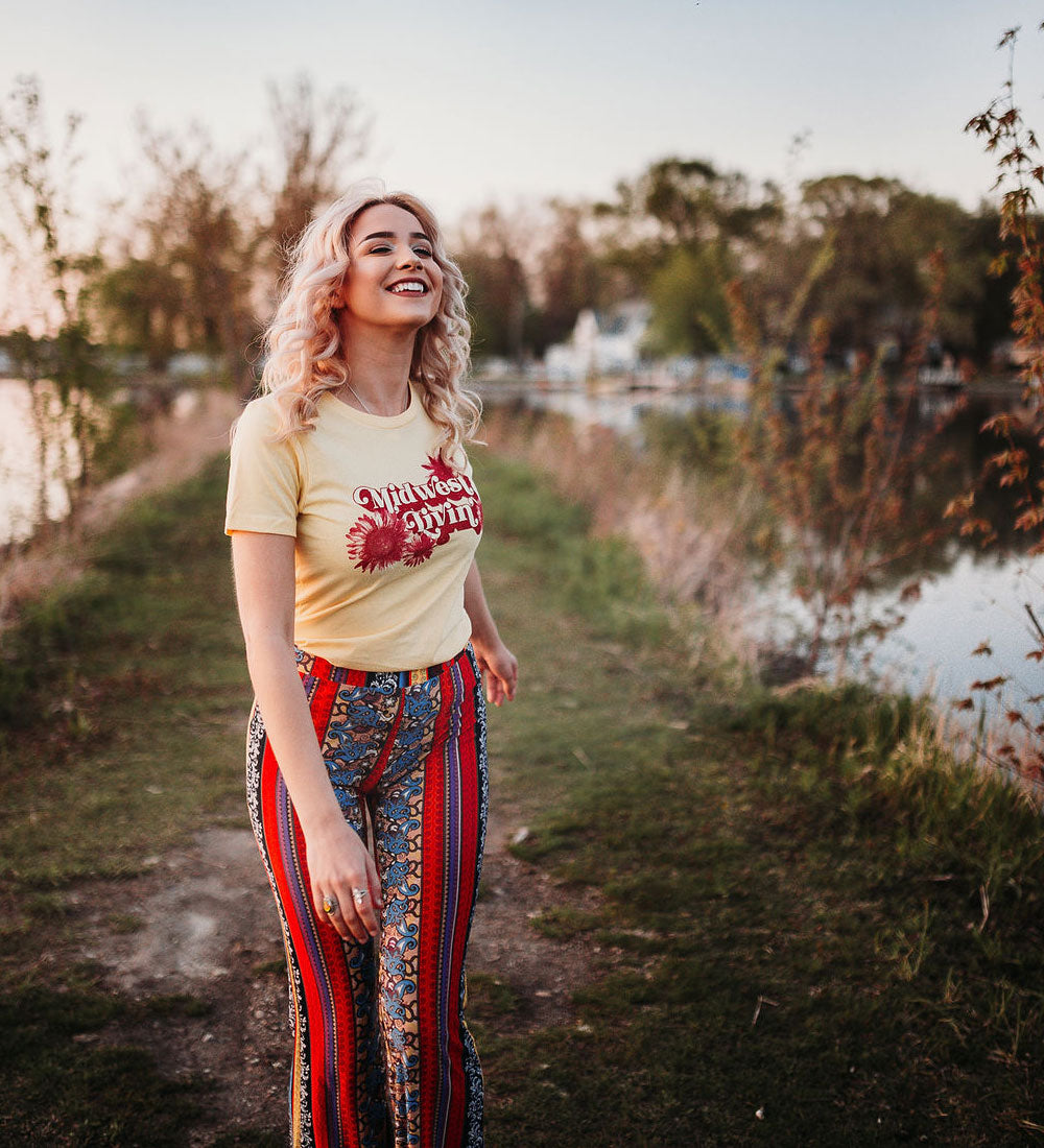 Midwest Livin Tee: Retro Floral Womens Shirt