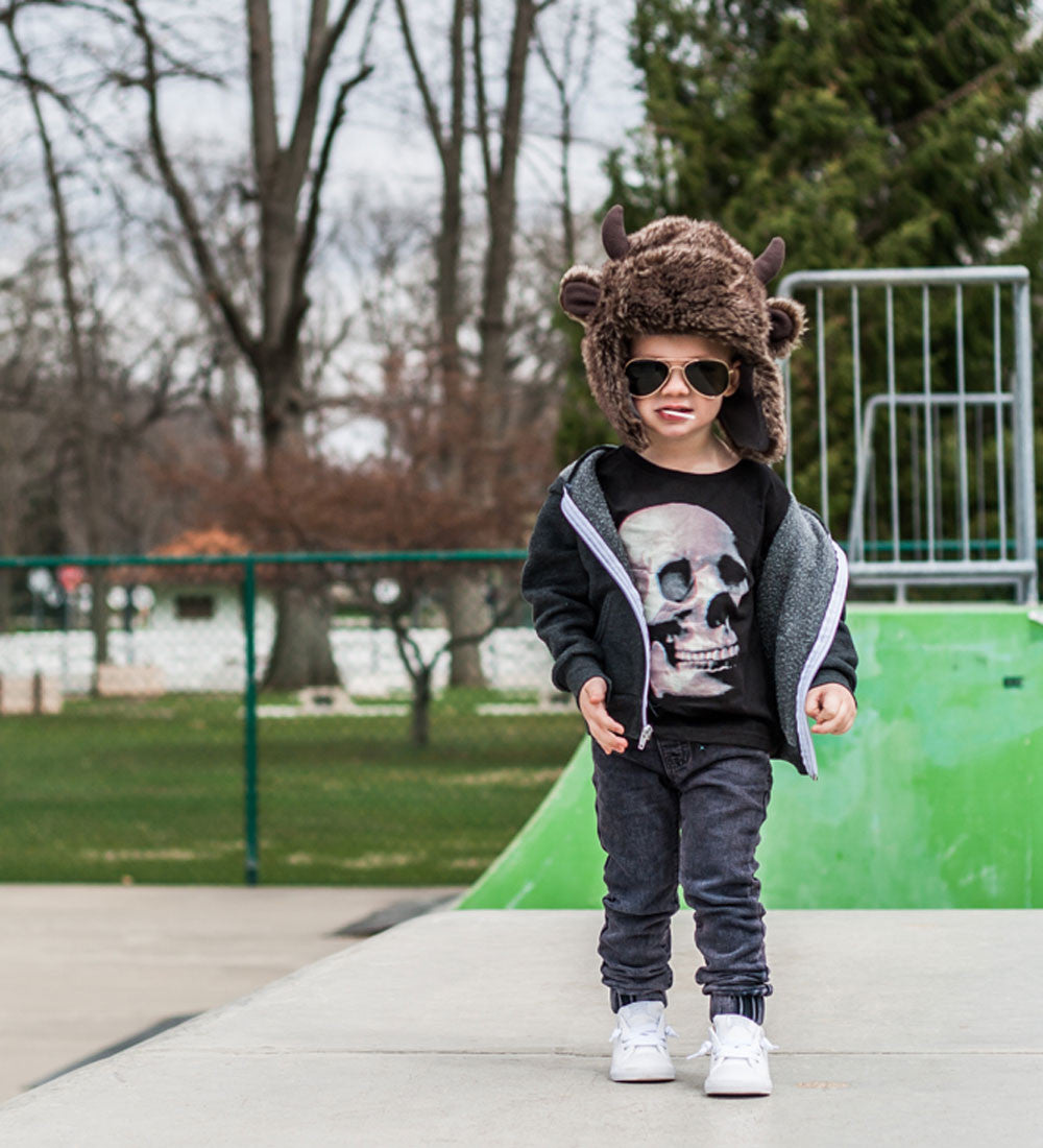 Skull Graphic Kids Tee: Punk Skeleton Shirt
