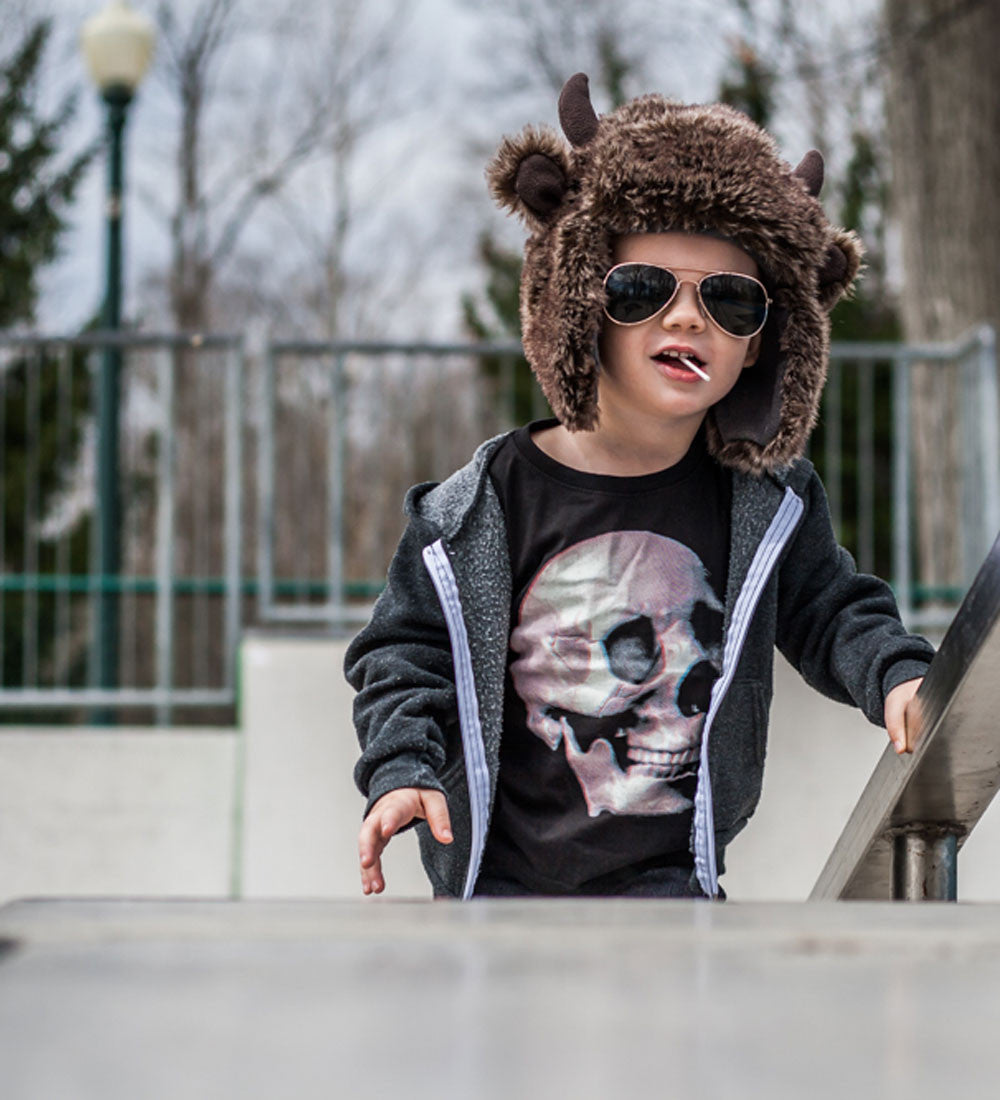 Skull Graphic Kids Tee: Punk Skeleton Shirt
