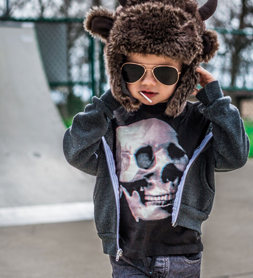 Skull Graphic Kids Tee: Punk Skeleton Shirt