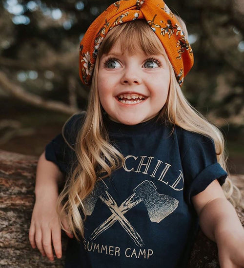 Wild Child Summer Camp Kids Tee: Hatchet Graphic Shirt